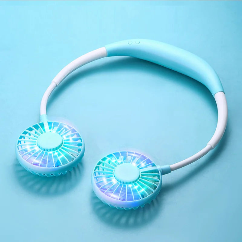 USB Ventilator mit Aromatherapie-Diffusor Tragbarer Elektro-Ventilator Mini-Kühlventilator Wiederaufladbarer Nackenventilator mit Licht