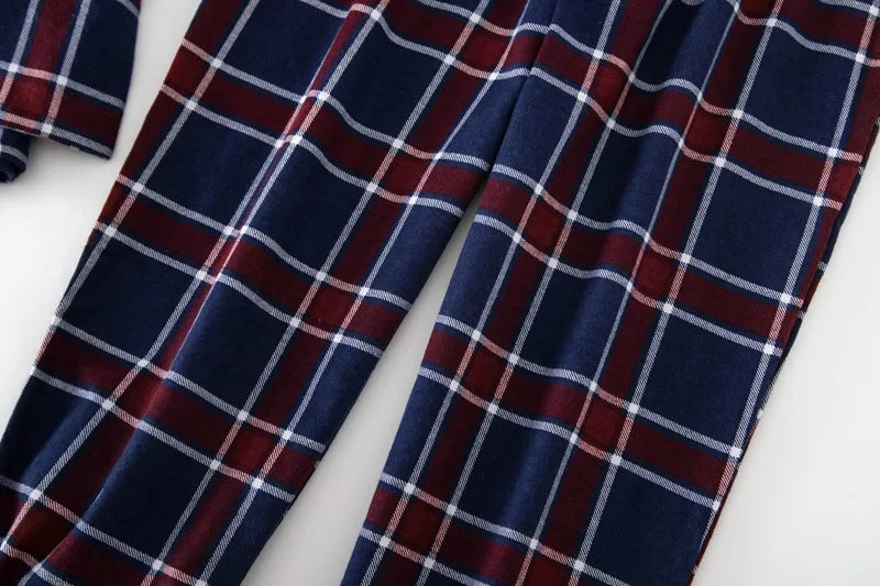 Herren-Hausanzüge Langärmelige Hosenanzüge für Herbst und Winter Pyjamas für Herren Flanell Kariertes Design Pyjamas für Herren