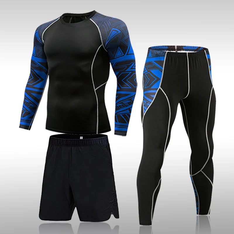 Herren Kompressions-Sportanzug Schnelltrocknend Schweißableitend Fitness Training MMA Kit Rashguard Herren Sportbekleidung Jogging Laufbekleidung