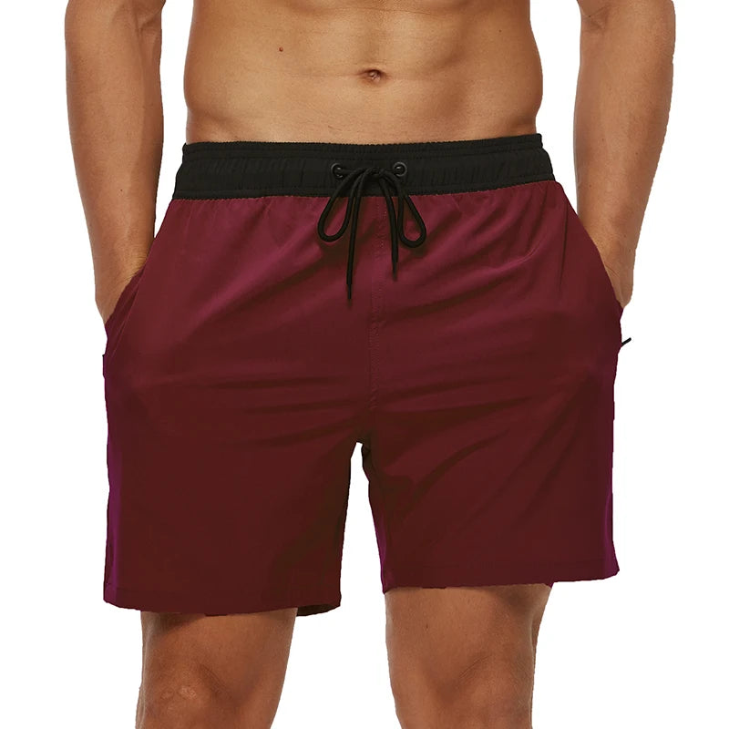 Escatch 2026 Sommer Herren-Badebekleidung Einfarbig Multicolor Polyester-Netzfutter Seitliche Reißverschlusstasche Maillot De Bain Homme Sportshorts