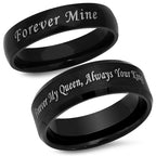 Vnox Personalisierter Edelstahlring mit abgeschrägter Kante und gebürsteter Mitte für Herren und Damen, schwarzer Ehering, individueller Namensbuchstaben-Datum-Ring