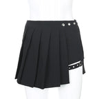Sommer Harajuku Punk-Stil Karierte unregelmäßige Röcke Damen Asymmetrische High-Waist Schwarze Röcke Plissierte Mädchen Gothic Halbröcke