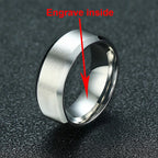 Vnox Personalisierter Edelstahlring mit abgeschrägter Kante und gebürsteter Mitte für Herren und Damen, schwarzer Ehering, individueller Namensbuchstaben-Datum-Ring
