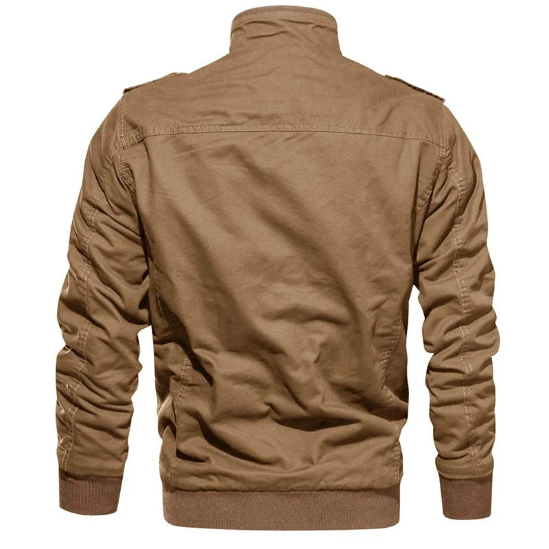 MAGCOMSEN Herren Fleecejacken Windbreaker Mäntel Herbst Winter Thermo Bomberjacken Multi-Taschen Stehkragen Motorradjacke