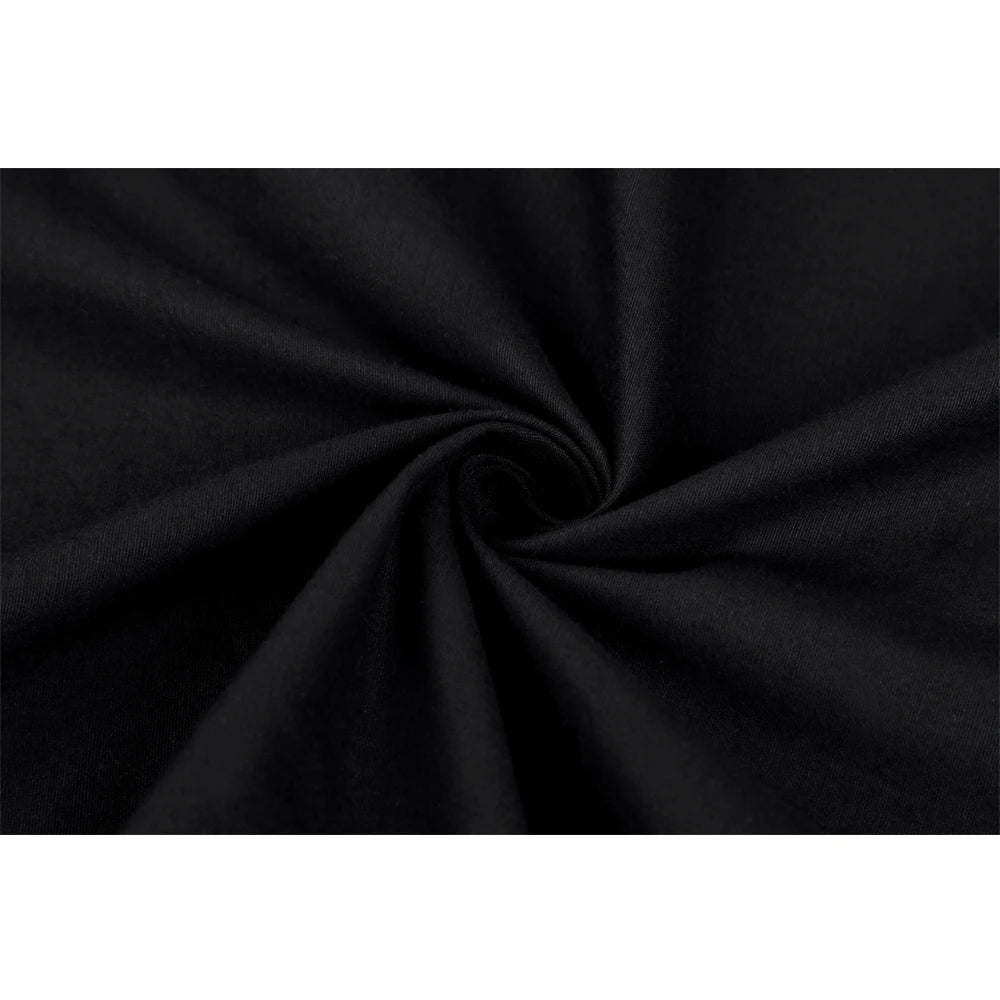 Damen-Laufsteg Baumwolle Retro Vintage Rock Schwarz Faldas High Waist A-Linie Rockabilly Jupe 50er Swing Tellerrock Pin Up Skater