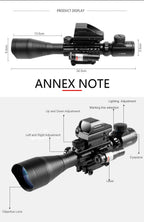 4-12x50 Zielfernrohr Beleuchtetes Absehen Entfernungsmesser Gewehr Holografisches 4 Absehen Visier 20mm Rot Grün Laser Für die Jagd