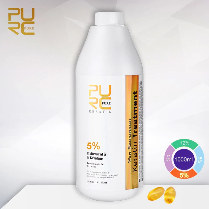 PURC 1000ml Keratin Haarglättende Glättungsbehandlung für lockiges, krauses Haar, brasilianische Keratinprodukte professionell