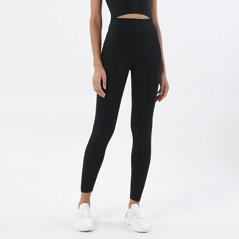 SOISOU Nylon Yogahosen Gym Leggings Damen Mädchen Fitness Weiche Strumpfhosen Hohe Taille Elastisch Atmungsaktiv Keine T-Linie Sporthosen