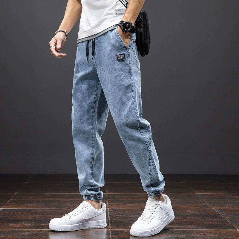 Frühling Sommer Schwarz Blau Cargo Jeans Herren Streetwear Denim Jogger Hosen Herren Baggy Harem Jean Hosen Übergröße