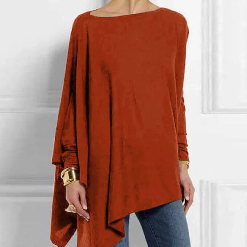 Baumwolle unregelmäßige Damen Blusen Hemd 2022 Herbst weibliche feste Pullover Tops lässig O-Ausschnitt Langarm Bluse Damen Tunika Blusen
