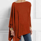 Baumwolle unregelmäßige Damen Blusen Hemd 2022 Herbst weibliche feste Pullover Tops lässig O-Ausschnitt Langarm Bluse Damen Tunika Blusen
