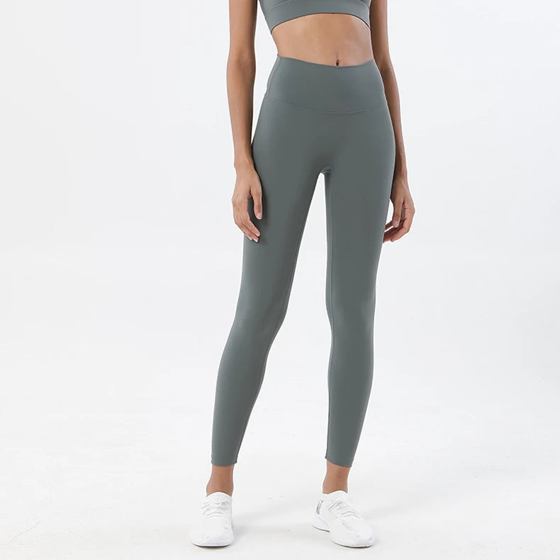 SOISOU Nylon Yogahosen Gym Leggings Damen Mädchen Fitness Weiche Strumpfhosen Hohe Taille Elastisch Atmungsaktiv Keine T-Linie Sporthosen