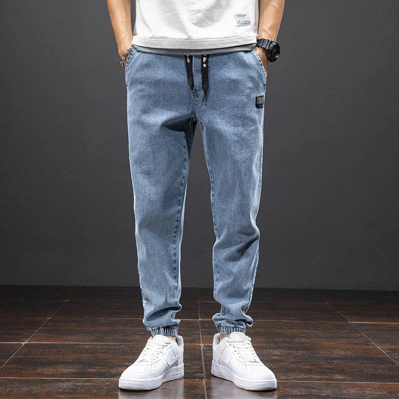 Frühling Sommer Schwarz Blau Cargo Jeans Herren Streetwear Denim Jogger Hosen Herren Baggy Harem Jean Hosen Übergröße