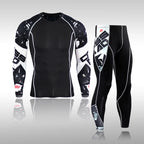 Herren Kompressions-Sportanzug Schnelltrocknend Schweißableitend Fitness Training MMA Kit Rashguard Herren Sportbekleidung Jogging Laufbekleidung