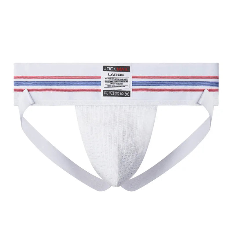 JOCKMAIL sexy Herren Unterwäsche Jockstrap Homme Herren Jockstrap Unterwäsche Herren String Jockstrap Gay Jockstrap Baumwolle Atmungsaktiv weiß