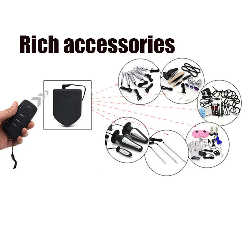 Elektrische Schock Brustwarzenklemmen BDSM Bondage Schamlippenklammer Klitoris-/Penispulsator E-Stimulations-Massagehandschuh/-Pad SM Roller Sexspielzeug für Paare