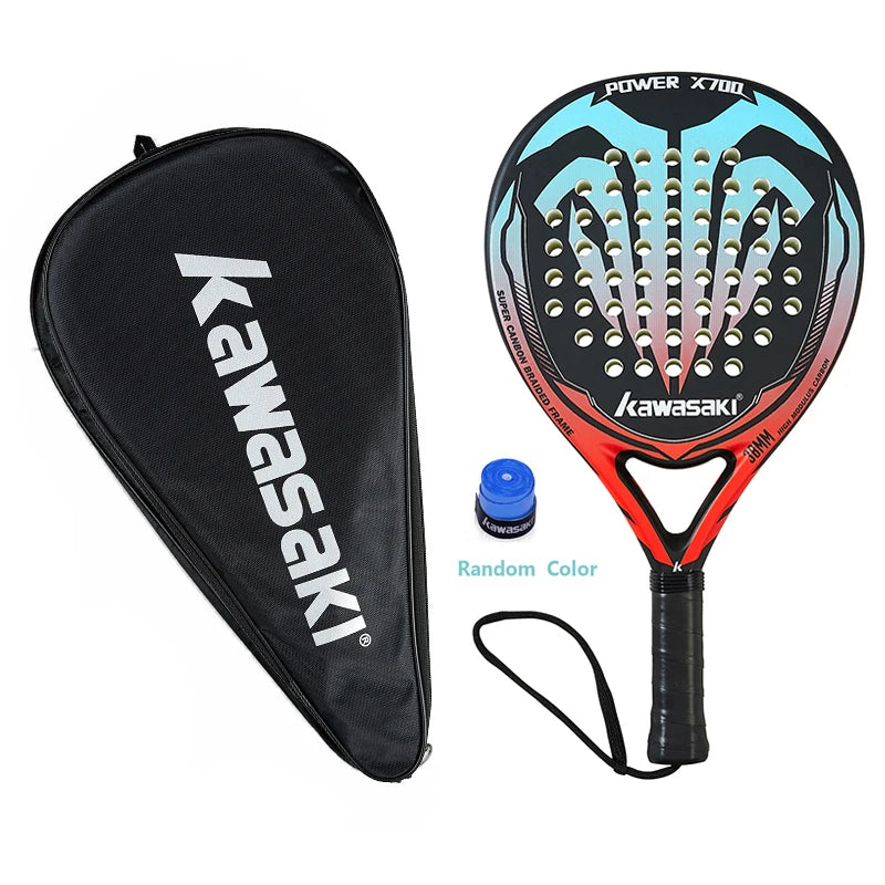 Kawasaki Padel Tennis Schläger aus Carbonfaser mit weichem EVA-Kern, inklusive Padel-Tasche und Hülle, Power Beach Tennis Padel