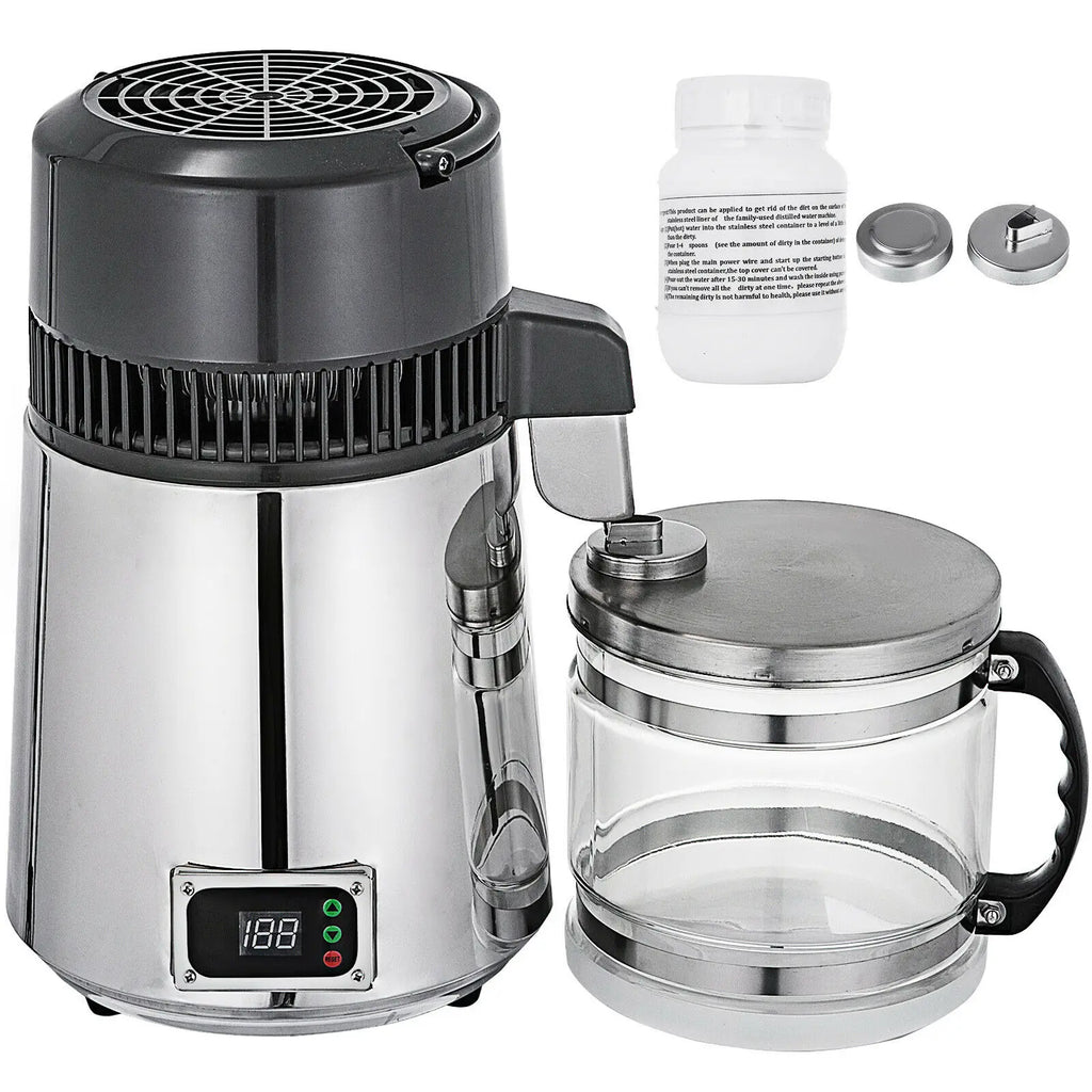 SucceBuy 4L Wasserdestilliergerät Reiniger Filter Spender Trinkwasserenthärter Dual-Temperaturanzeige Überhitzungsschutz Haushaltsgerät