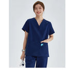 V-Ausschnitt Medizinische Uniform Sets für Damen Dreieckiger Ring Melange Schmale Stilloutfits Zahnärztliche Krankenhaus Arbeitsanzüge 202