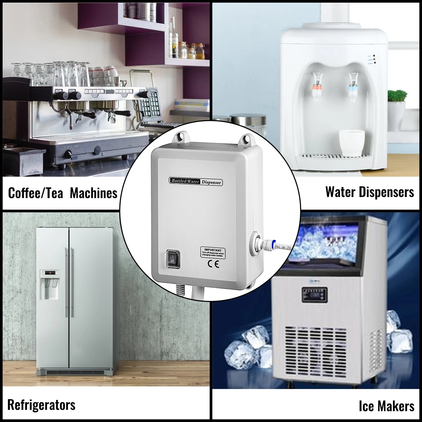 SucceBuy Flaschenwasser-Dosierpumpe mit PE-Schlauch 3,8 L/Min 2,8 bar für Kaffee-/Teemaschine Wasserspender Kühlschrank Eisbereiter