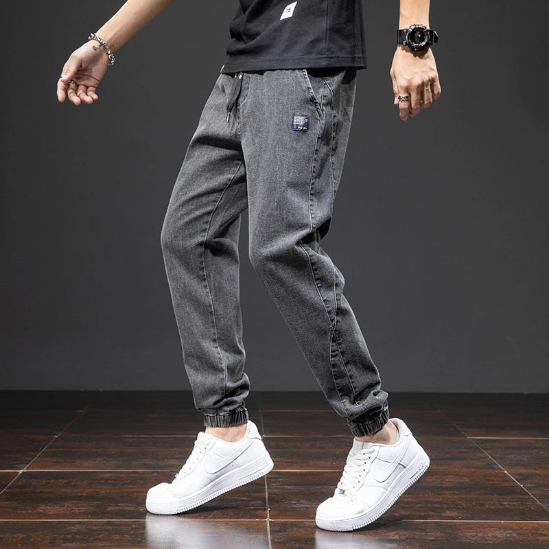 Frühling Sommer Schwarz Blau Cargo Jeans Herren Streetwear Denim Jogger Hosen Herren Baggy Harem Jean Hosen Übergröße