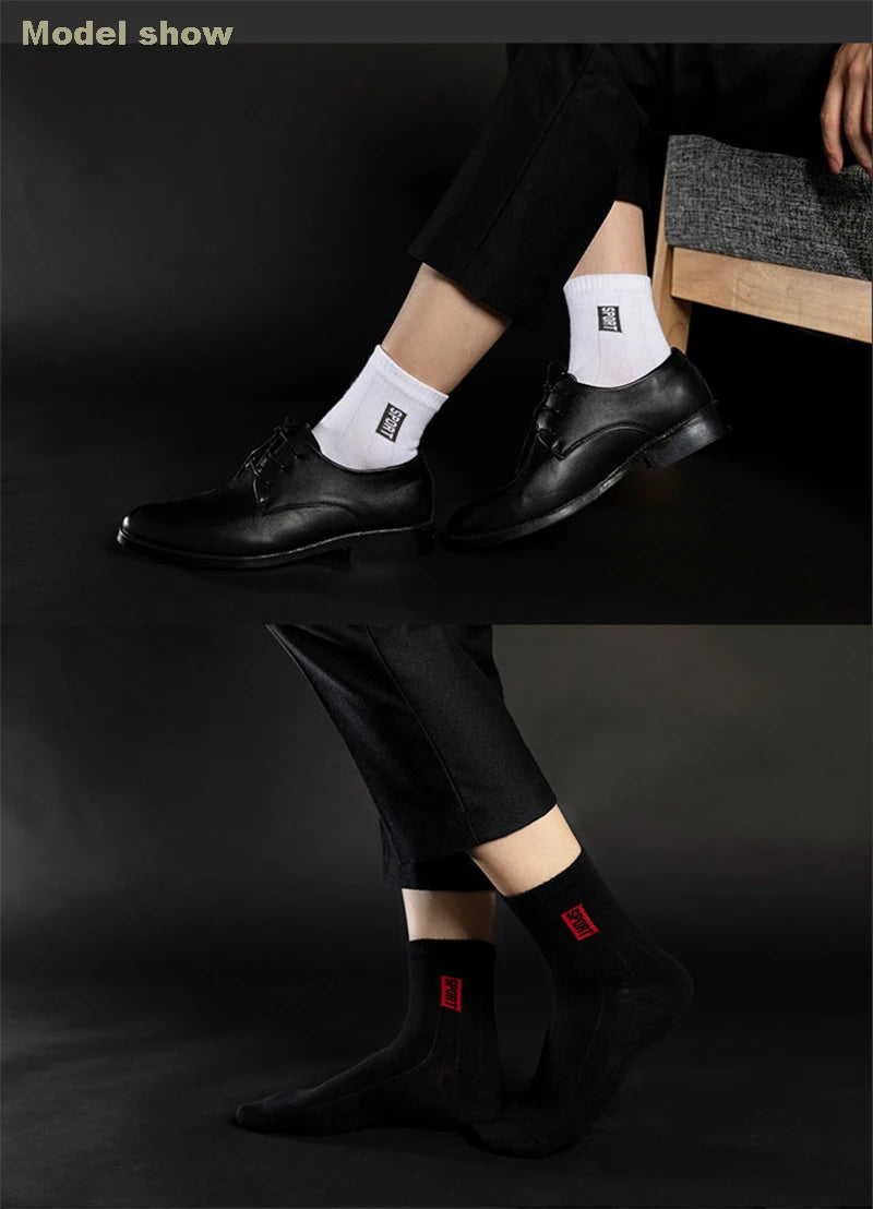 20 Stück = 10 Paar hochwertige Herrensocken aus Baumwolle, atmungsaktiv, schweißabsorbierend, mittellang, schwarze Socken, Deodorant, Business-Herren-Geschenk-Socken
