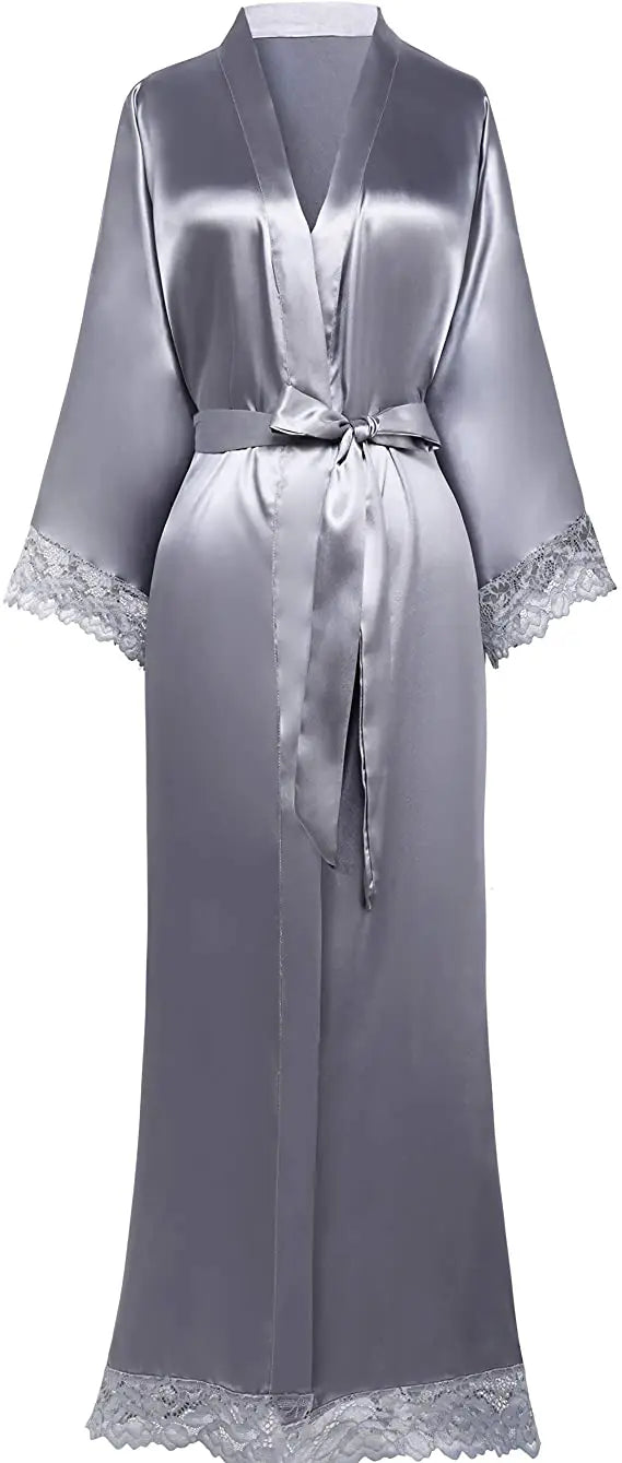 2019 Neue Seidensatin-Spitzenroben Brautjungfern- und Brautroben Hochzeits-Morgenmantel Bademantel Damenrobe Dessous-Robe