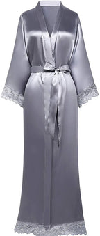 2019 Neue Seidensatin-Spitzenroben Brautjungfern- und Brautroben Hochzeits-Morgenmantel Bademantel Damenrobe Dessous-Robe