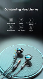 EARDECO Headphone Headset with Mic Wired Headphones Heavy Bass In Ear Stereo Wired Earphone Earbuds Wire Game Phone Earphones