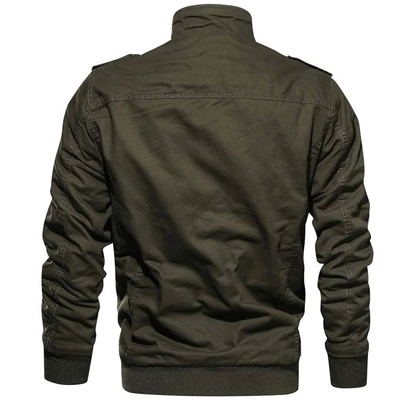 MAGCOMSEN Herren Fleecejacken Windbreaker Mäntel Herbst Winter Thermo Bomberjacken Multi-Taschen Stehkragen Motorradjacke