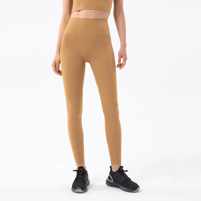 SOISOU Nylon Yogahosen Gym Leggings Damen Mädchen Fitness Weiche Strumpfhosen Hohe Taille Elastisch Atmungsaktiv Keine T-Linie Sporthosen