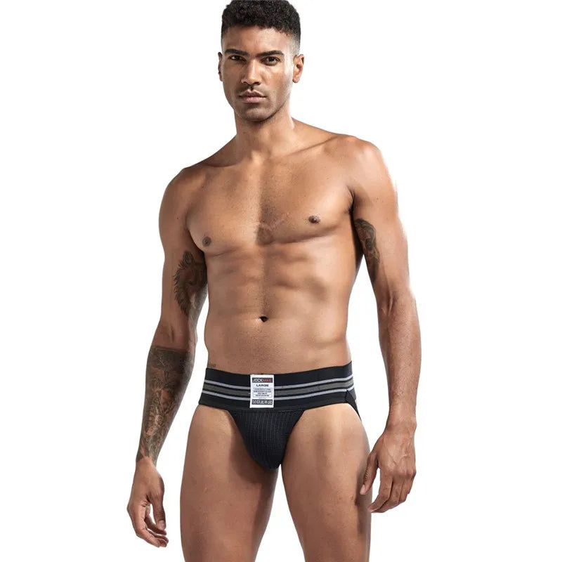 JOCKMAIL sexy Herren Unterwäsche Jockstrap Homme Herren Jockstrap Unterwäsche Herren String Jockstrap Gay Jockstrap Baumwolle Atmungsaktiv weiß