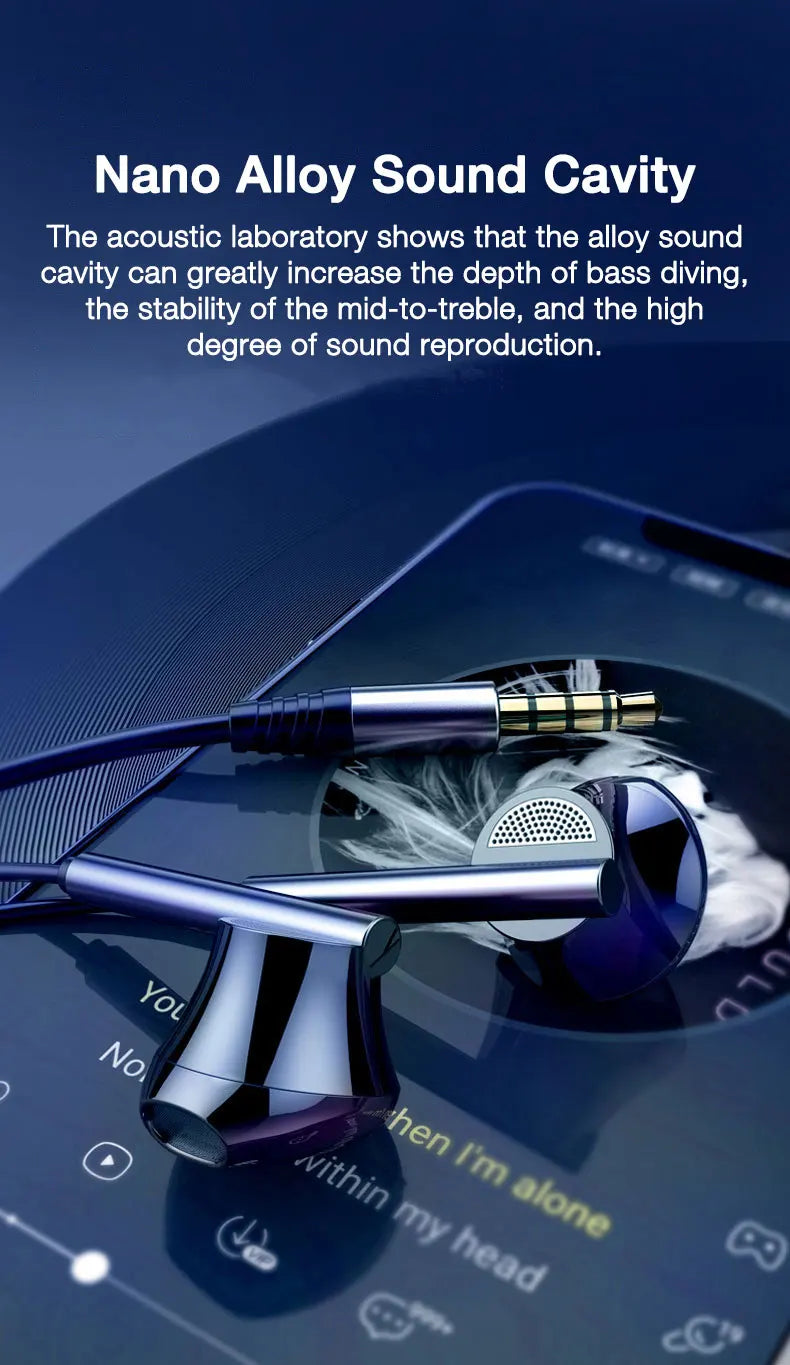 EARDECO 8 Kerne Kabelgebundene Kopfhörer Ohrhörer Bass In-Ear-Kopfhörer mit Mikrofon Ohrhörer Ohrstöpsel Handy-Headset Dynamischer Stereo