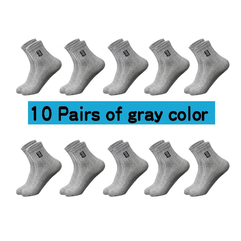 20 Stück = 10 Paar hochwertige Herrensocken aus Baumwolle, atmungsaktiv, schweißabsorbierend, mittellang, schwarze Socken, Deodorant, Business-Herren-Geschenk-Socken