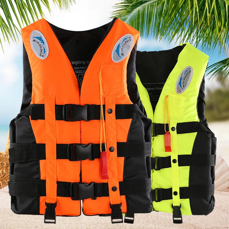 Outdoor Erwachsene Schwimmweste Verstellbarer Auftrieb Überlebensanzug Polyester Kinder Schwimmweste mit Pfeife