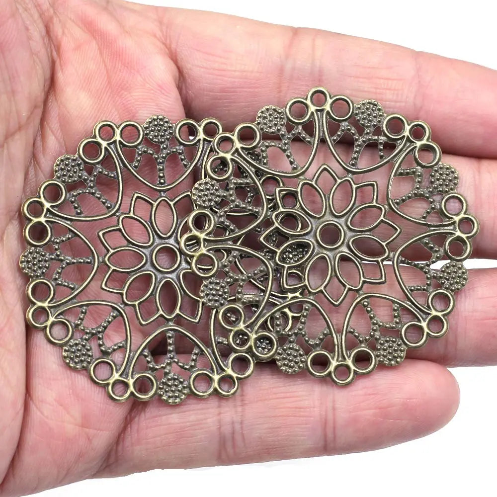 10Pcs Connectors Pendants Butterfly Filigree Flower Wraps Metal Crafts For Embellishments Scrapbooking Jewelry DIY Accessories