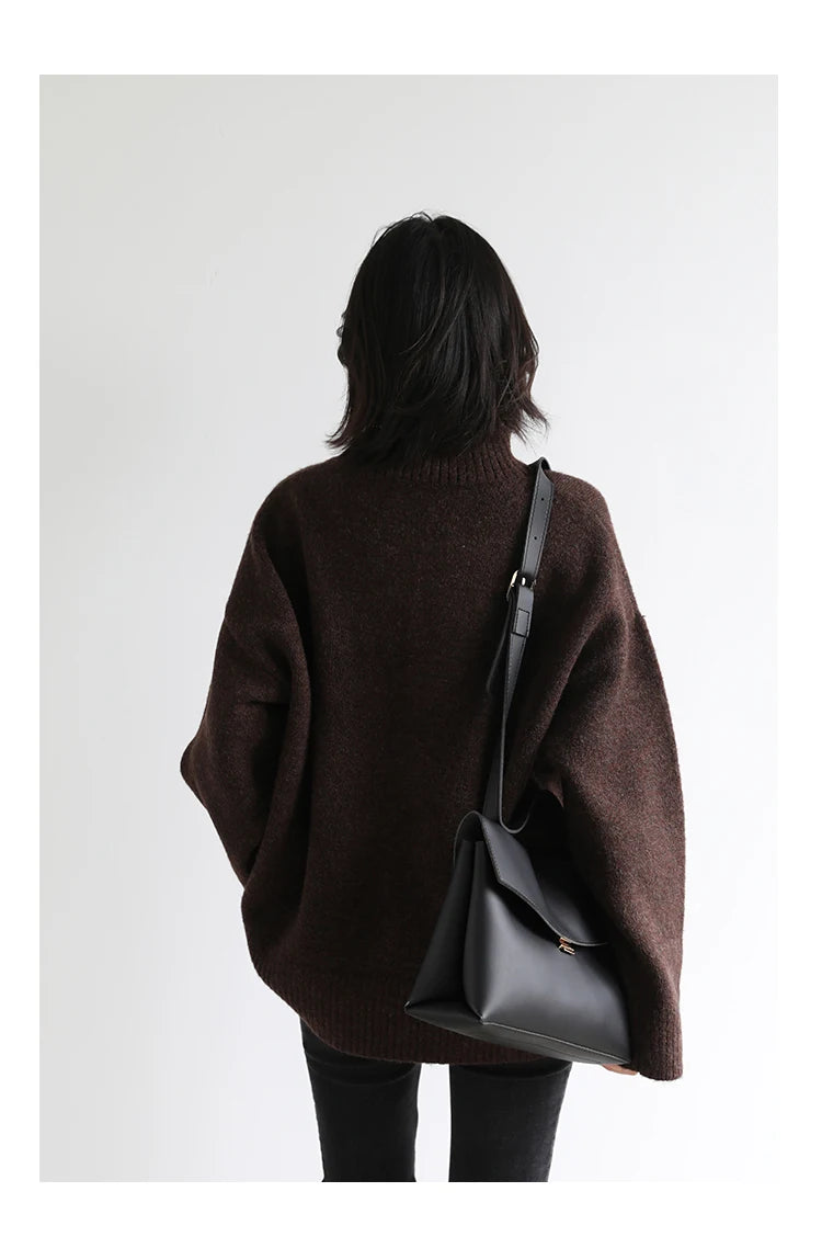 CHIC VEN Koreanischer Damen Pullover Lockerer Rollkragenpullover Warme Einfarbige Pullover Strickwaren Basic Female Tops Herbst Winter 2022