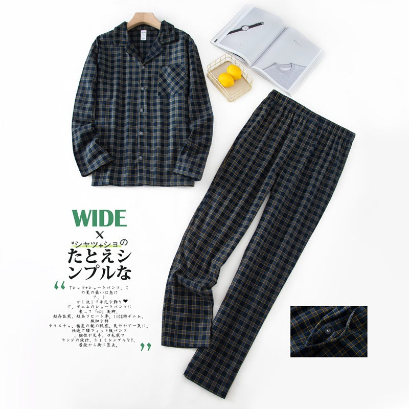 Herren-Hausanzüge Langärmelige Hosenanzüge für Herbst und Winter Pyjamas für Herren Flanell Kariertes Design Pyjamas für Herren