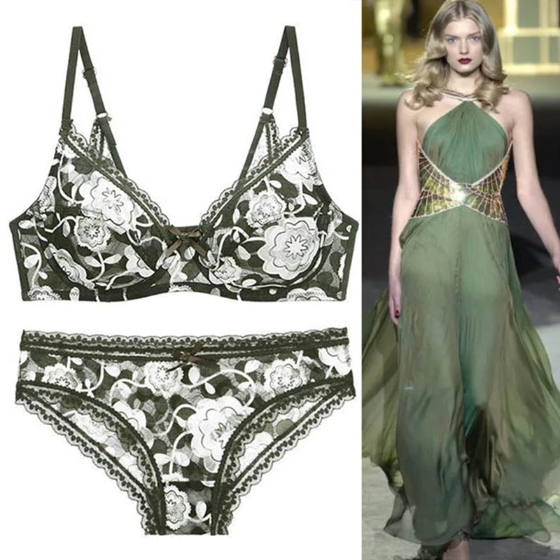 DaiNaFang Neue Sexy Hochwertige Damen Ultra Dünn Dick 75-95 BCDE Cup BH-Sets Spitze Push Up Unterwäsche Höschen Übergröße Dessous
