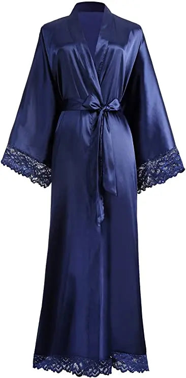 2019 Neue Seidensatin-Spitzenroben Brautjungfern- und Brautroben Hochzeits-Morgenmantel Bademantel Damenrobe Dessous-Robe Zweitbild