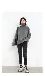 CHIC VEN Koreanischer Damen Pullover Lockerer Rollkragenpullover Warme Einfarbige Pullover Strickwaren Basic Female Tops Herbst Winter 2022