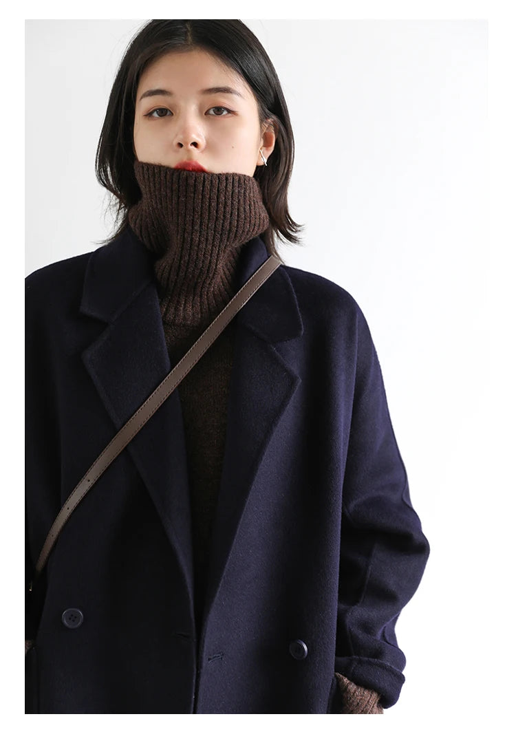 CHIC VEN Koreanischer Damen Pullover Lockerer Rollkragenpullover Warme Einfarbige Pullover Strickwaren Basic Female Tops Herbst Winter 2022