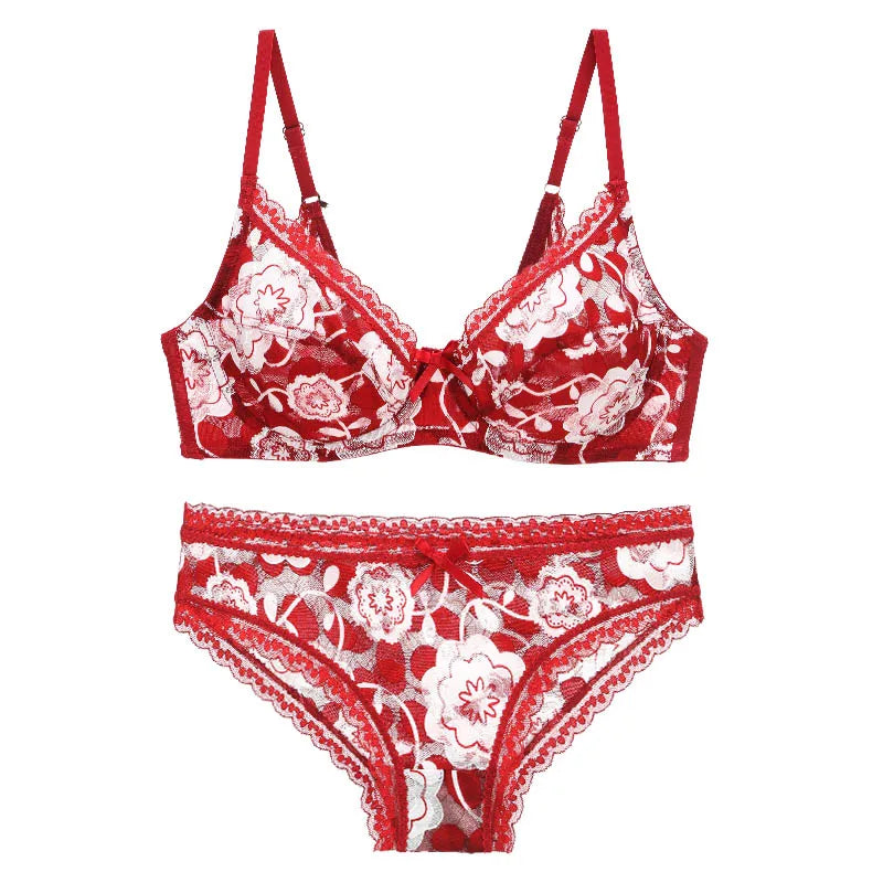 DaiNaFang Neue Sexy Hochwertige Damen Ultra Dünn Dick 75-95 BCDE Cup BH-Sets Spitze Push Up Unterwäsche Höschen Übergröße Dessous