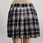 Sommer Harajuku Punk-Stil Karierte unregelmäßige Röcke Damen Asymmetrische High-Waist Schwarze Röcke Plissierte Mädchen Gothic Halbröcke