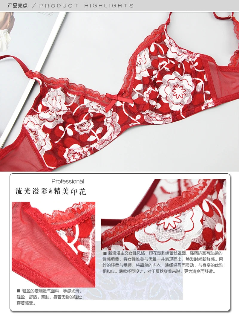 DaiNaFang Neue Sexy Hochwertige Damen Ultra Dünn Dick 75-95 BCDE Cup BH-Sets Spitze Push Up Unterwäsche Höschen Übergröße Dessous