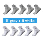 20 Stück = 10 Paar hochwertige Herrensocken aus Baumwolle, atmungsaktiv, schweißabsorbierend, mittellang, schwarze Socken, Deodorant, Business-Herren-Geschenk-Socken