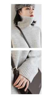 CHIC VEN Koreanischer Damen Pullover Lockerer Rollkragenpullover Warme Einfarbige Pullover Strickwaren Basic Female Tops Herbst Winter 2022