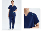 V-Ausschnitt Medizinische Uniform Sets für Damen Dreieckiger Ring Melange Schmale Stilloutfits Zahnärztliche Krankenhaus Arbeitsanzüge 202