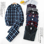 Herren-Hausanzüge Langärmelige Hosenanzüge für Herbst und Winter Pyjamas für Herren Flanell Kariertes Design Pyjamas für Herren