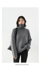 CHIC VEN Koreanischer Damen Pullover Lockerer Rollkragenpullover Warme Einfarbige Pullover Strickwaren Basic Female Tops Herbst Winter 2022